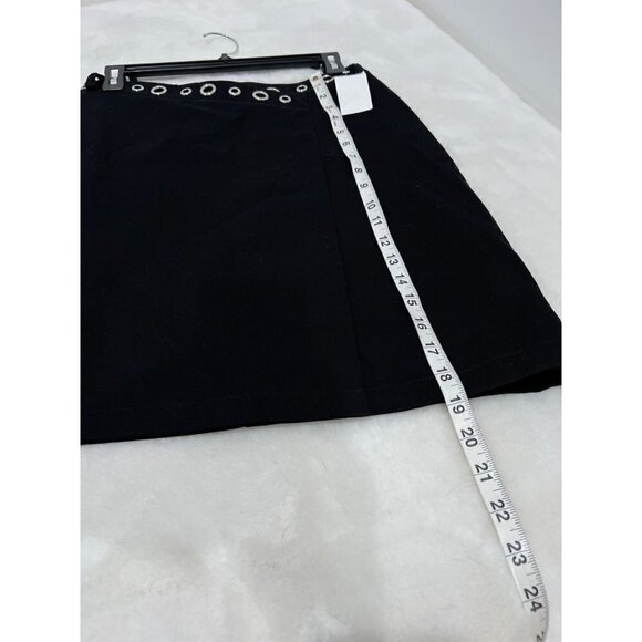 New Maje Size 40 Eyelet Cotton-gabardine Black Mini Skirt Going Out Streetwear - Picture 5 of 12